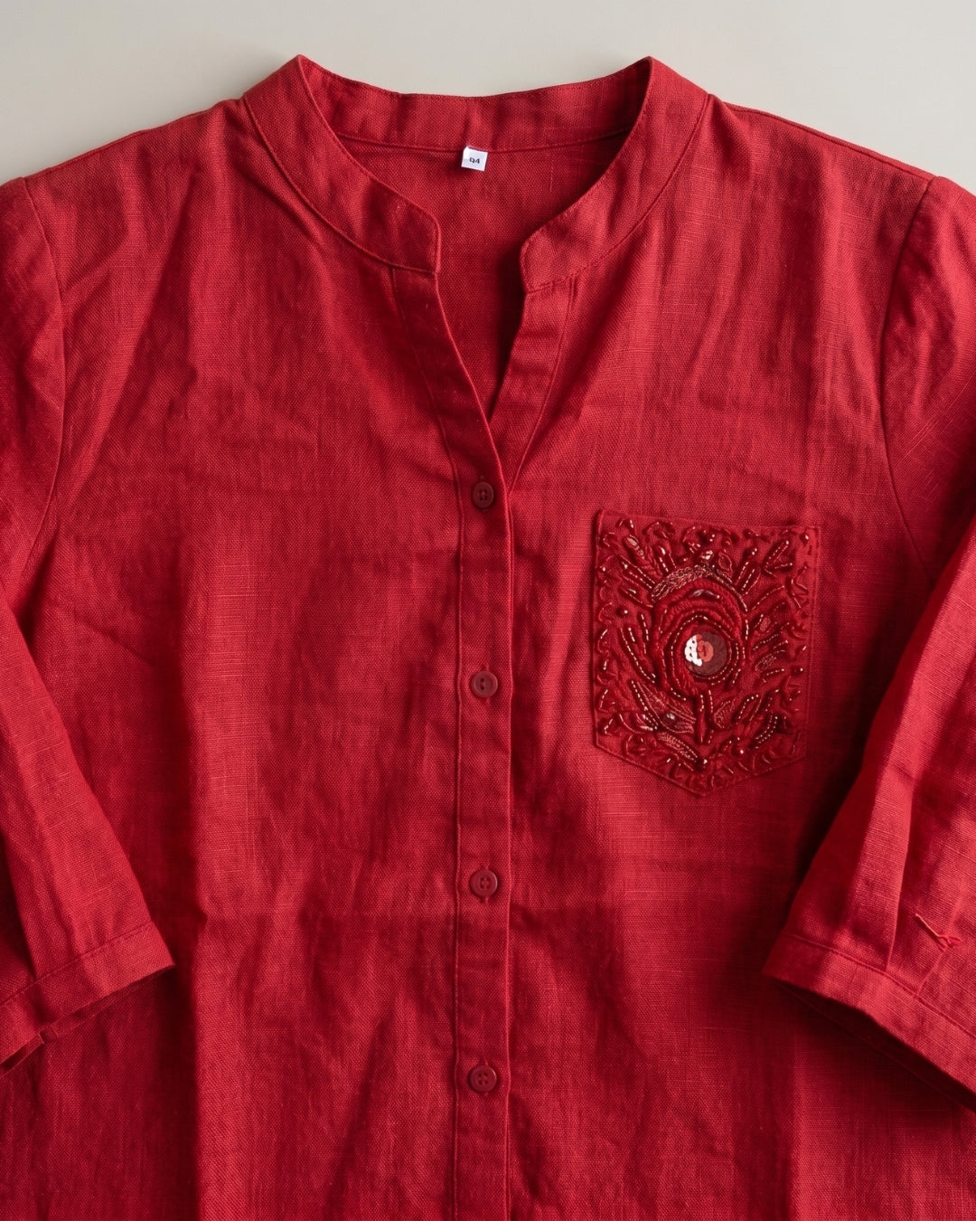 Tiya Crimson Bloom Linen Co-Ord