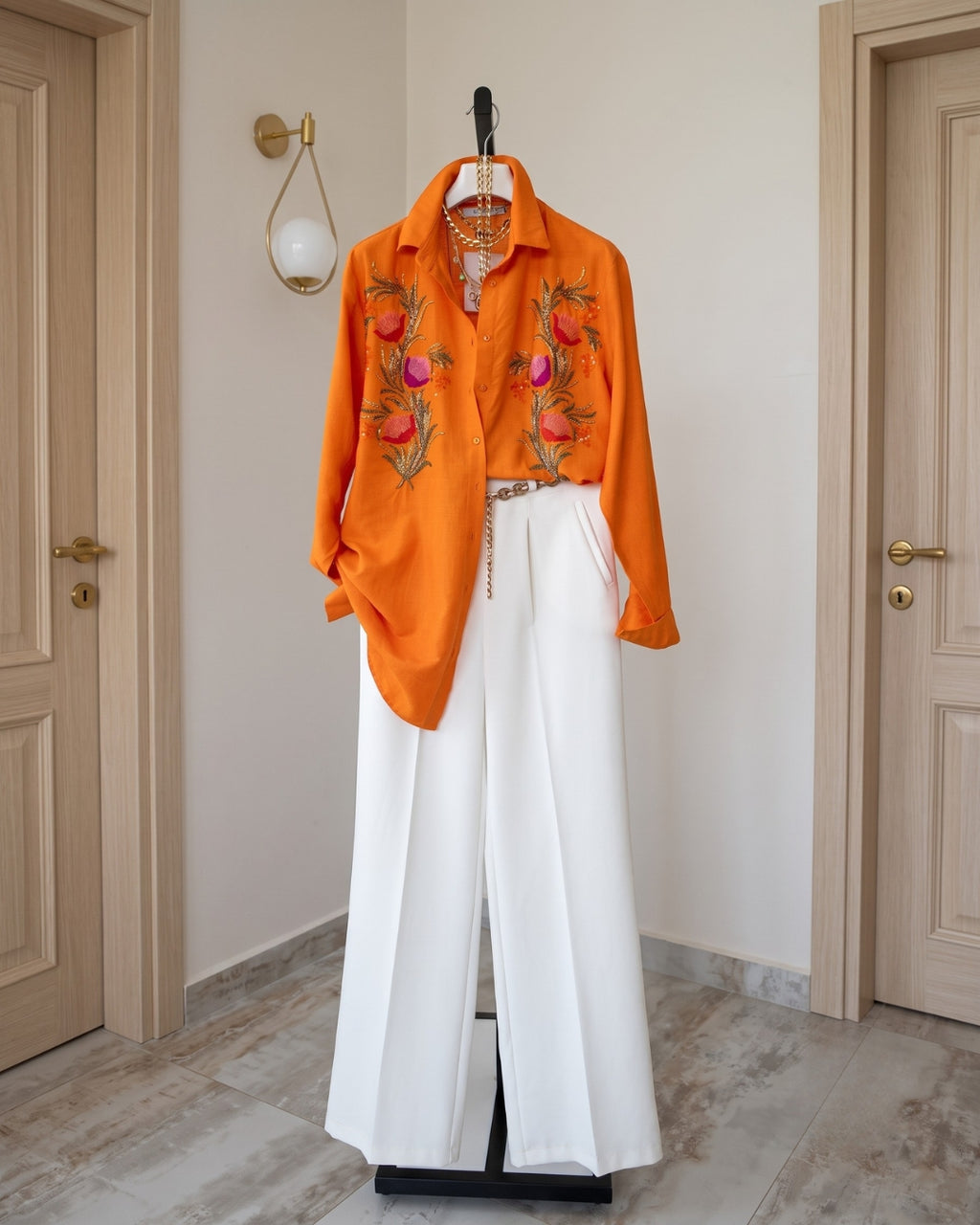 Novara - Orange Noir Floral Embellished Luxury Set