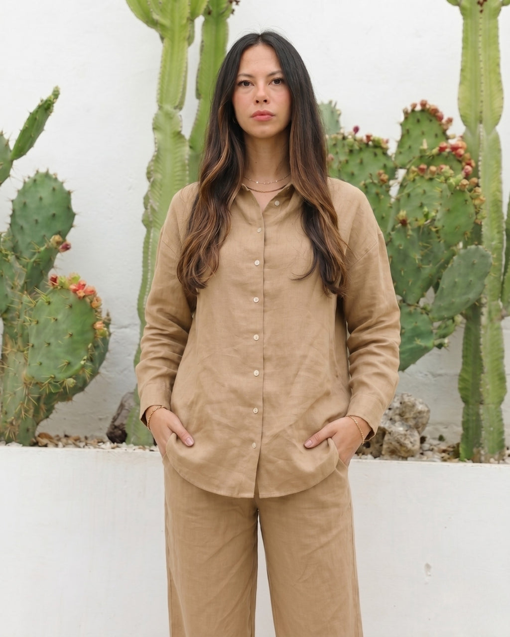 Shreeva - Cream Relaxed Shirt Pants Co-ord Set