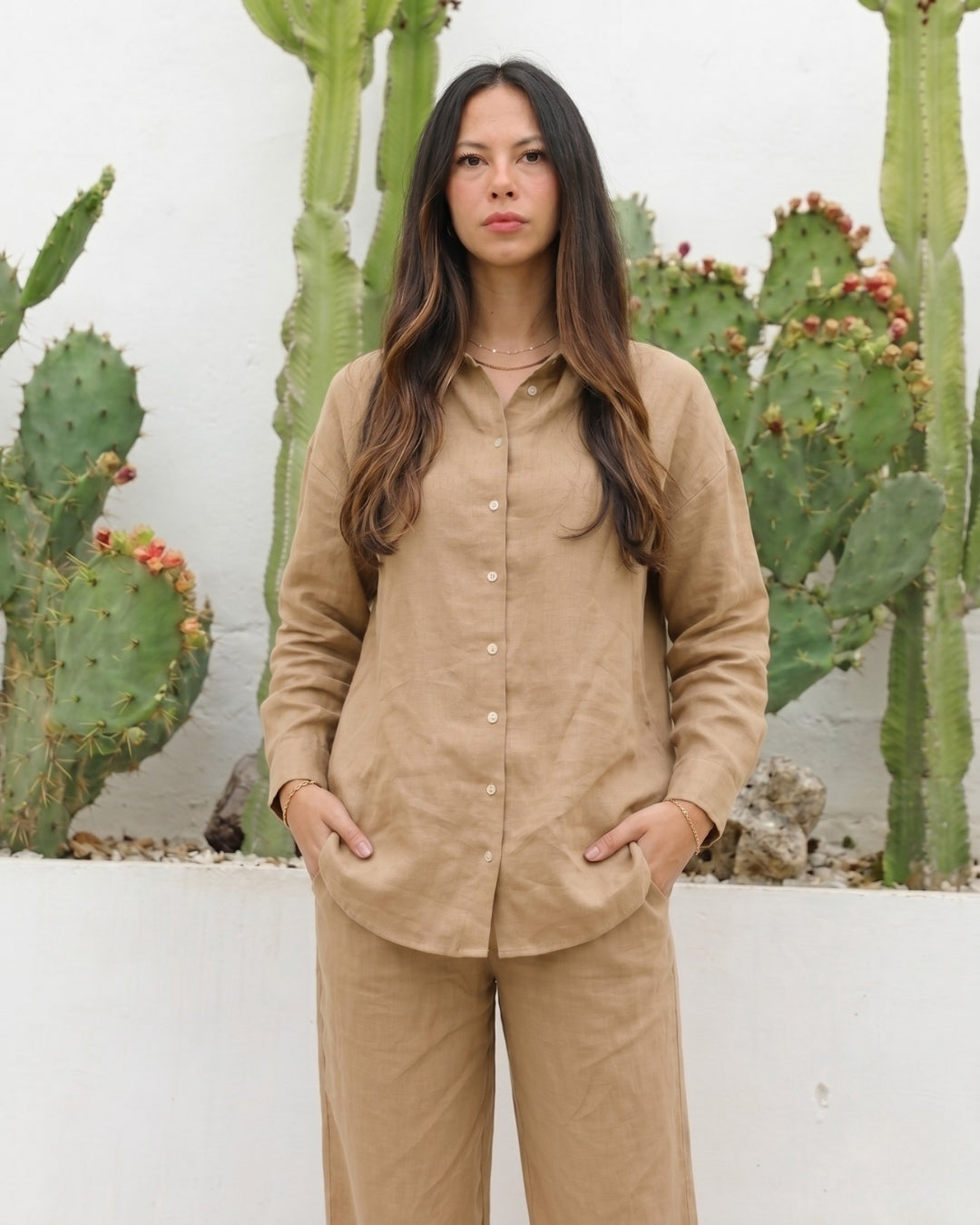 Shreeva - Cream Relaxed Shirt Pants Co-ord Set