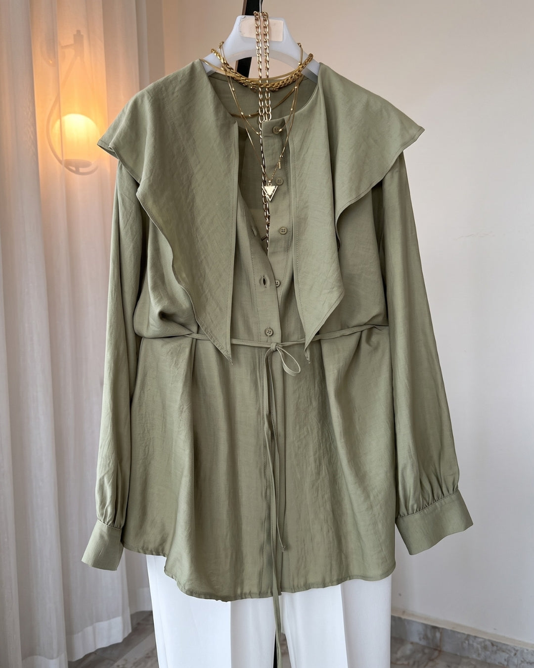 Tina - Luxe Green Ruffle Office Wear Co-Ord Set