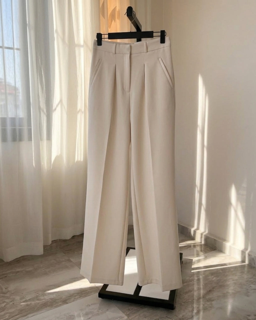 Niva - Abstract Floral Sheer Shirt Wide Leg Trousers Set