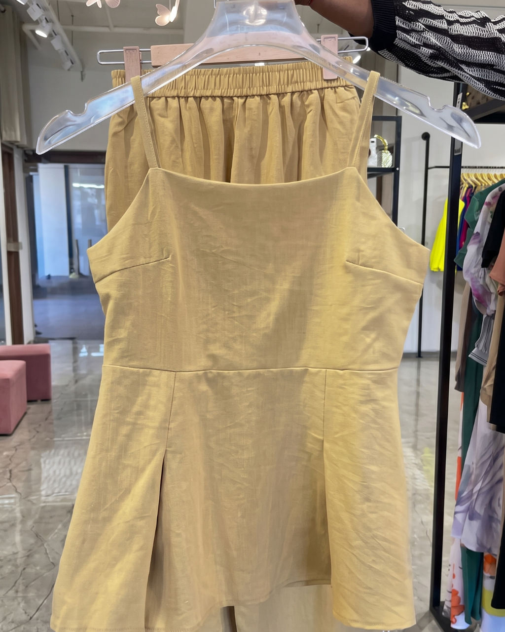 Grisha - Yellow Smocked Peplum Cami Shorts Co-ord Set