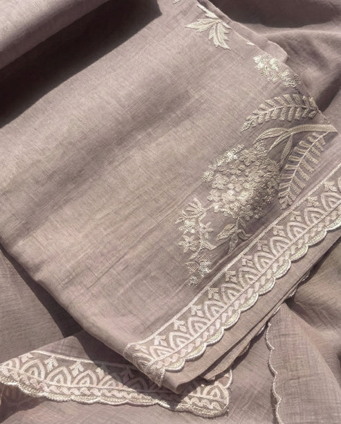 Riya - Pure Mul Cotton Soft Pink Unstitched Suit Set