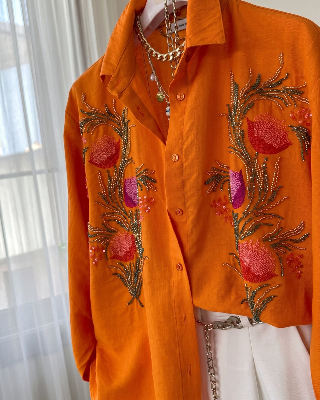 Novara - Orange Noir Floral Embellished Luxury Set