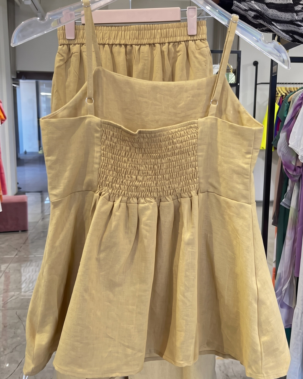 Grisha - Yellow Smocked Peplum Cami Shorts Co-ord Set