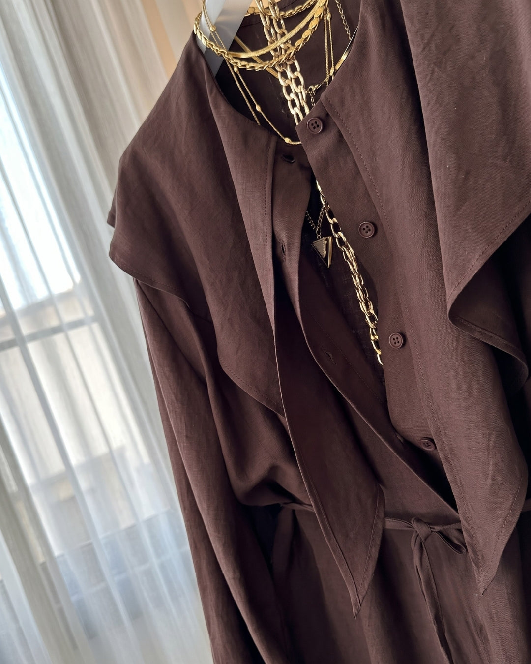Tina - Luxe Brown Ruffle Office Wear Co-Ord Set
