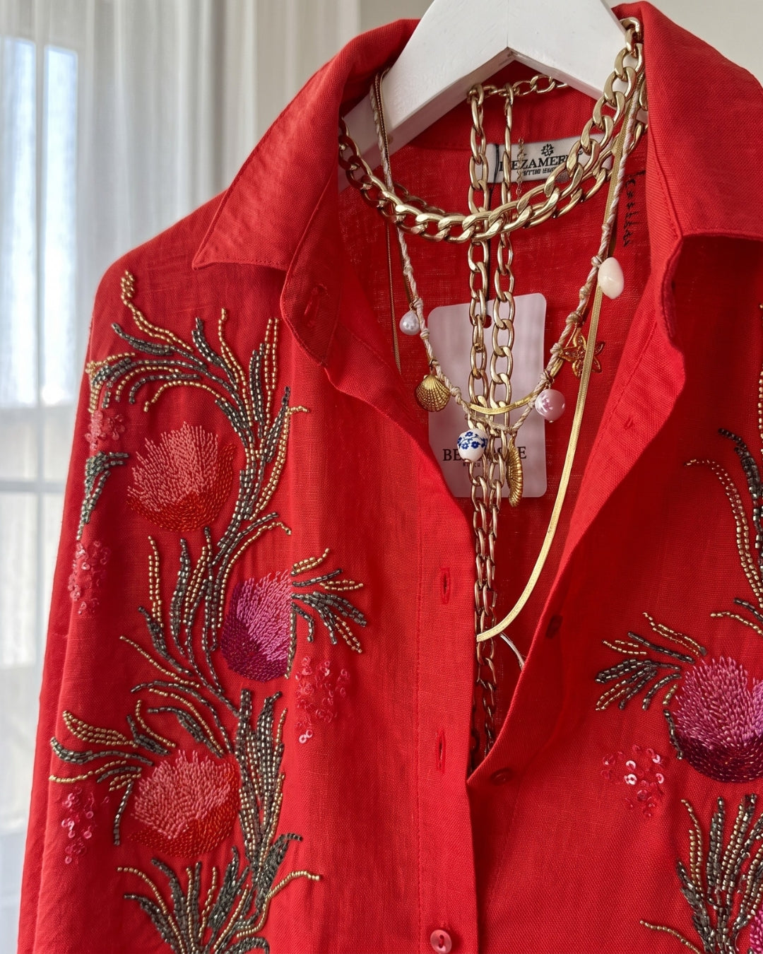 Novara - Red Noir Floral Embellished Luxury Set