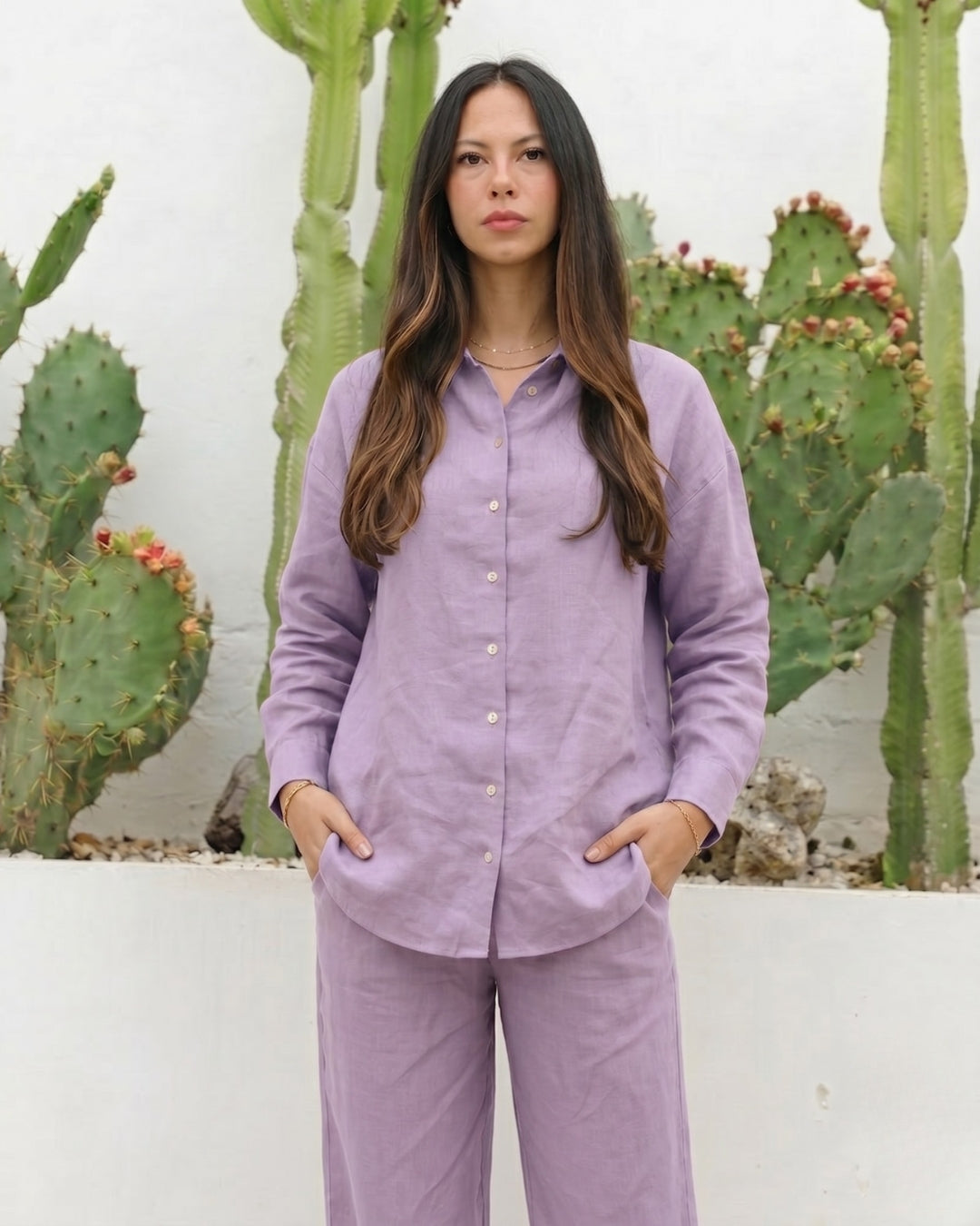 Shreeva - Lavender Relaxed Shirt Pants Co-ord Set