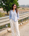 Lyra - Premium Powder Blue Linen Co-Ord Set