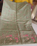 Saniya - Olive Green Floral Embroidered Cotton Suit Set