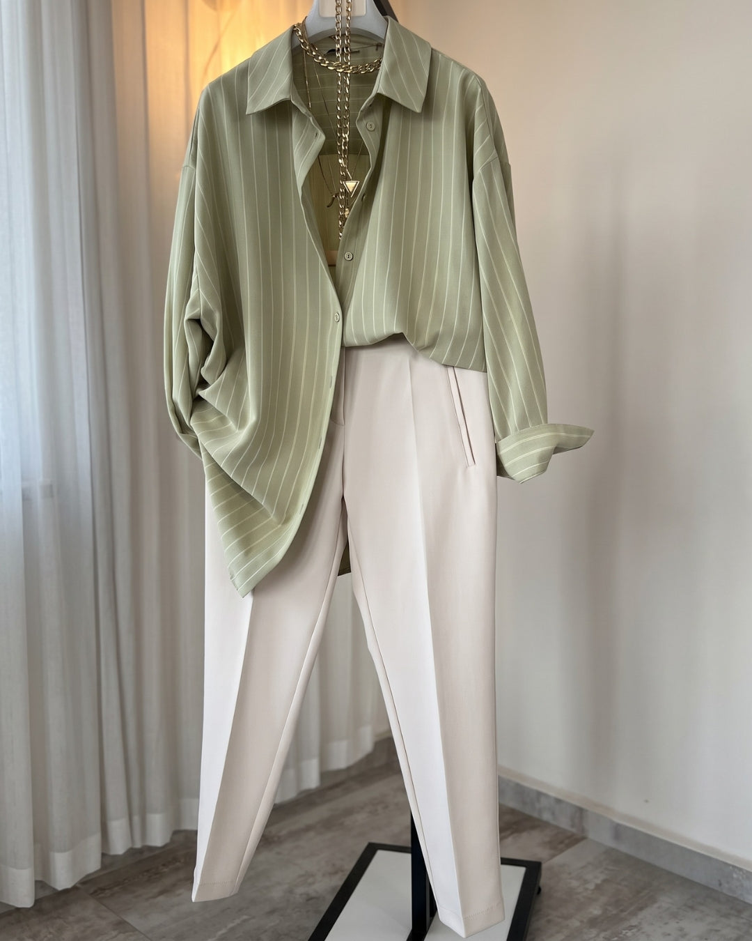 Viana - Green Premium High Waist Business Casual Trouser
