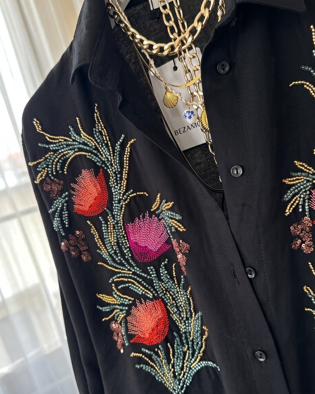 Novara - Black Noir Floral Embellished Luxury Set