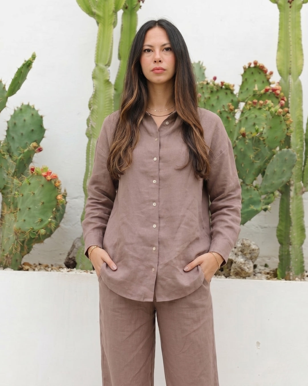 Shreeva - Taupe Brown Relaxed Shirt Pants Co-ord Set