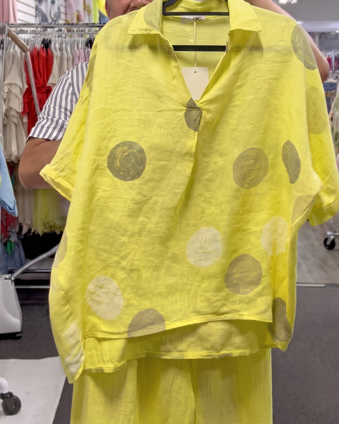 Evan - Yellow Artistic Printed Summer Linen Co-Ord Set
