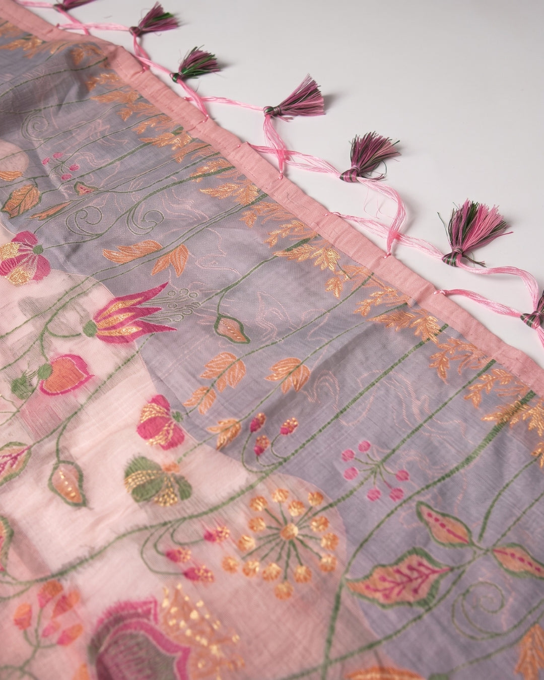 Viya - Blush Pink Floral Embroidered Unstitched Suit Set