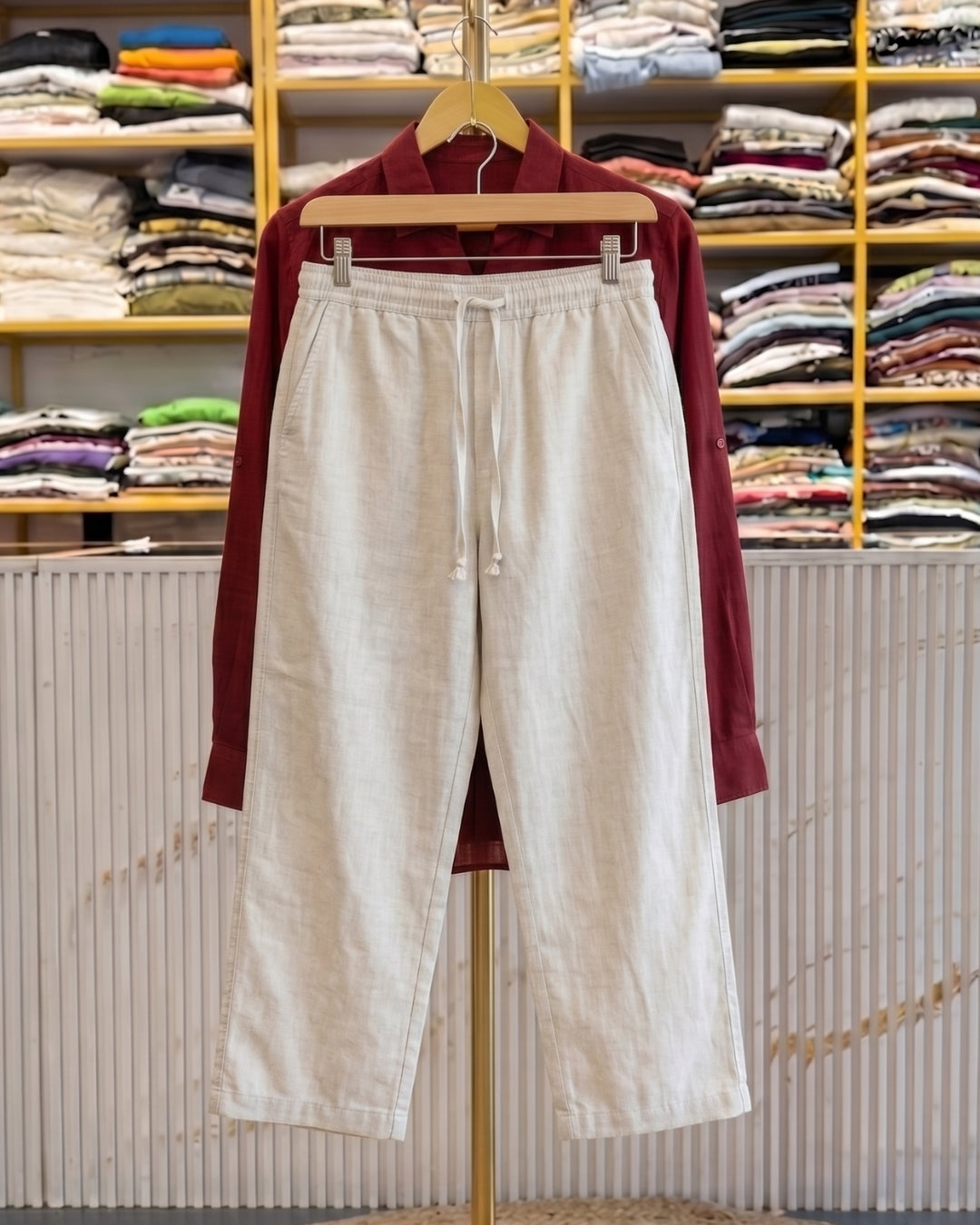 Tiya Crimson Bloom Linen Co-Ord