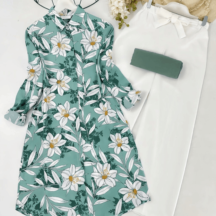 Floral Green Longline