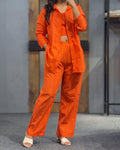 Orlina - Orange Premium Textured Three Piece Co-Ord Set