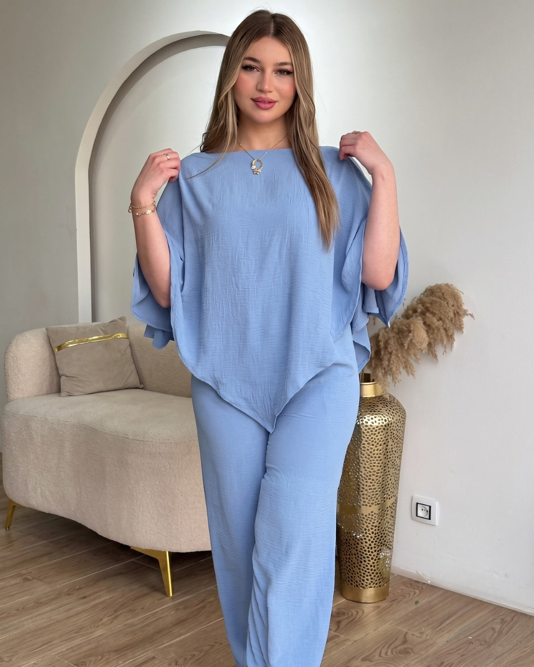 Eva - Premium Sky Blue Relaxed Co-Ord Set