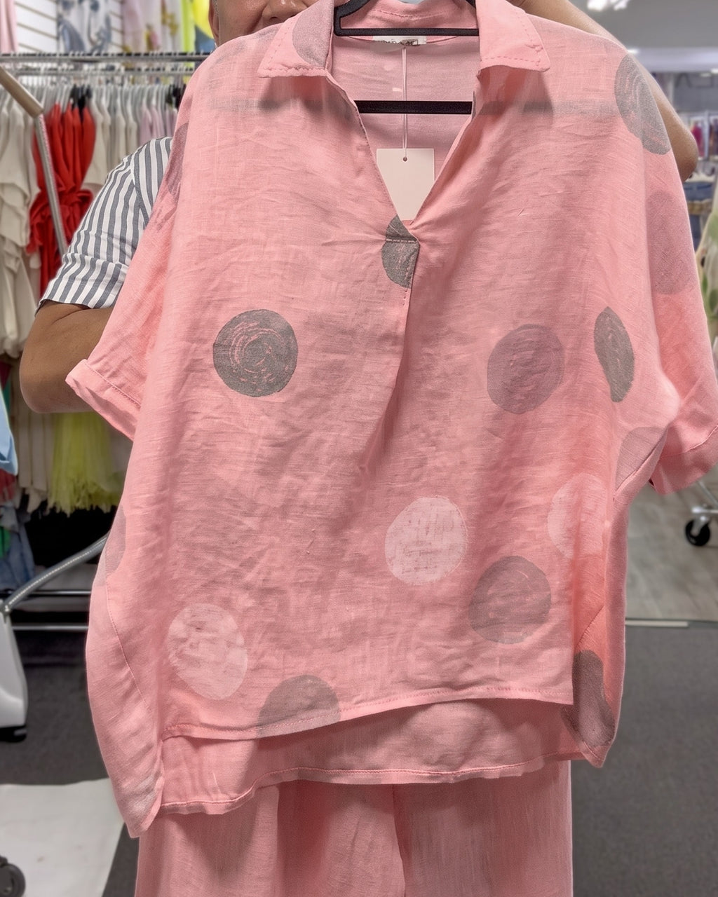 Evan - Pink Artistic Printed Summer Linen Co-Ord Set
