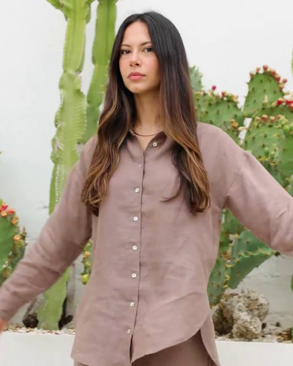 Shreeva - Taupe Brown Relaxed Shirt Pants Co-ord Set