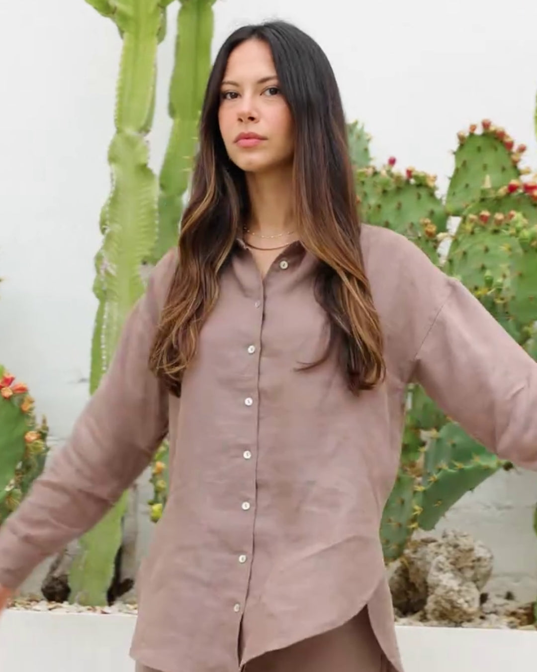 Shreeva - Taupe Brown Relaxed Shirt Pants Co-ord Set