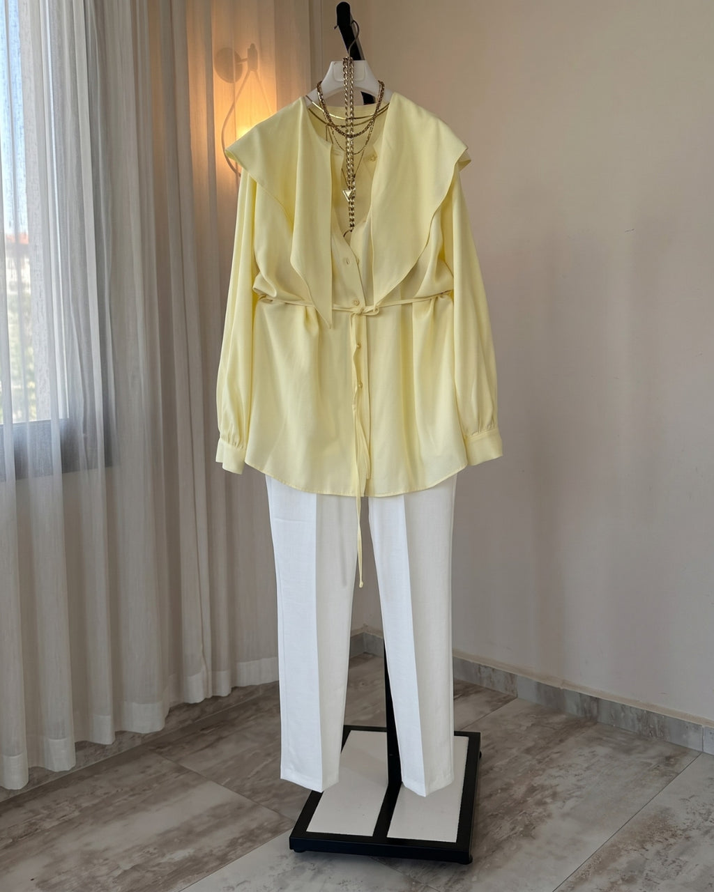 Tina - Luxe Yellow Ruffle Office Wear Co-Ord Set
