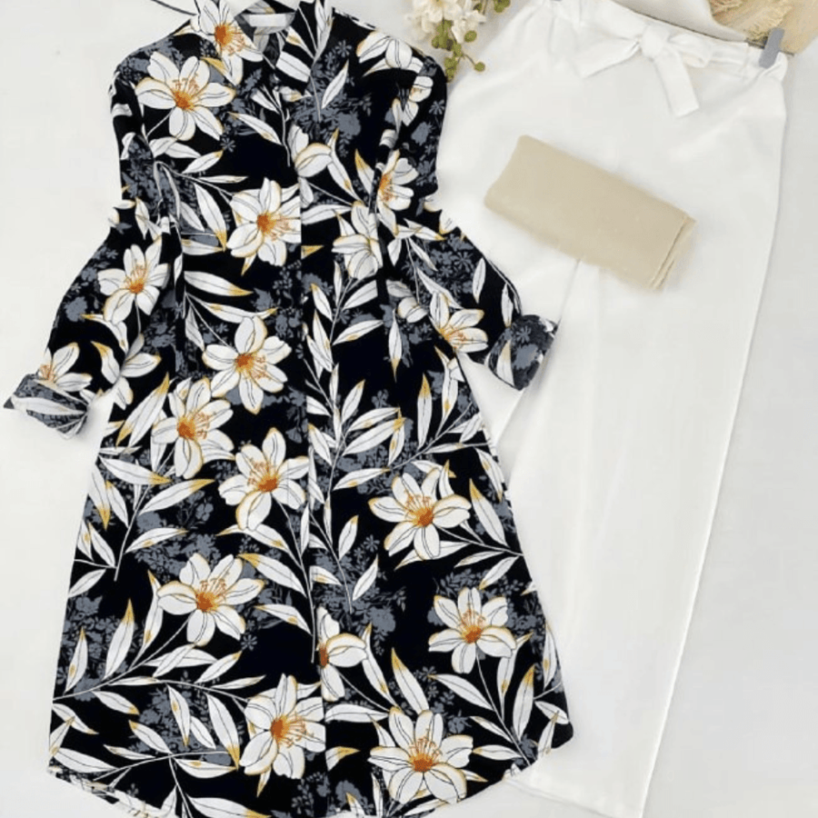 Floral Black Longline