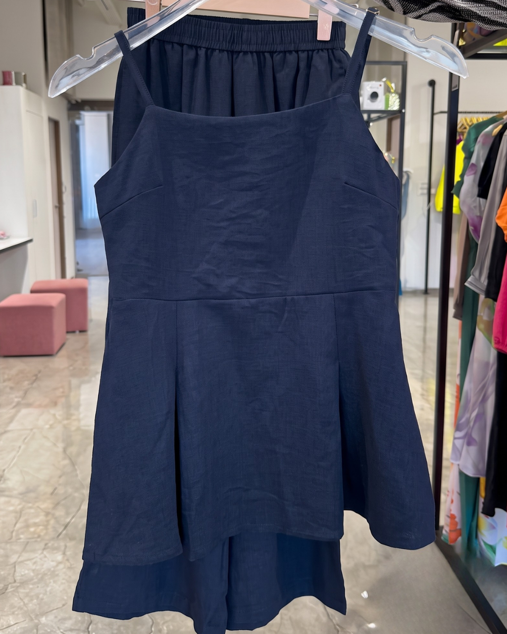 Grisha - Blue Smocked Peplum Cami Shorts Co-ord Set