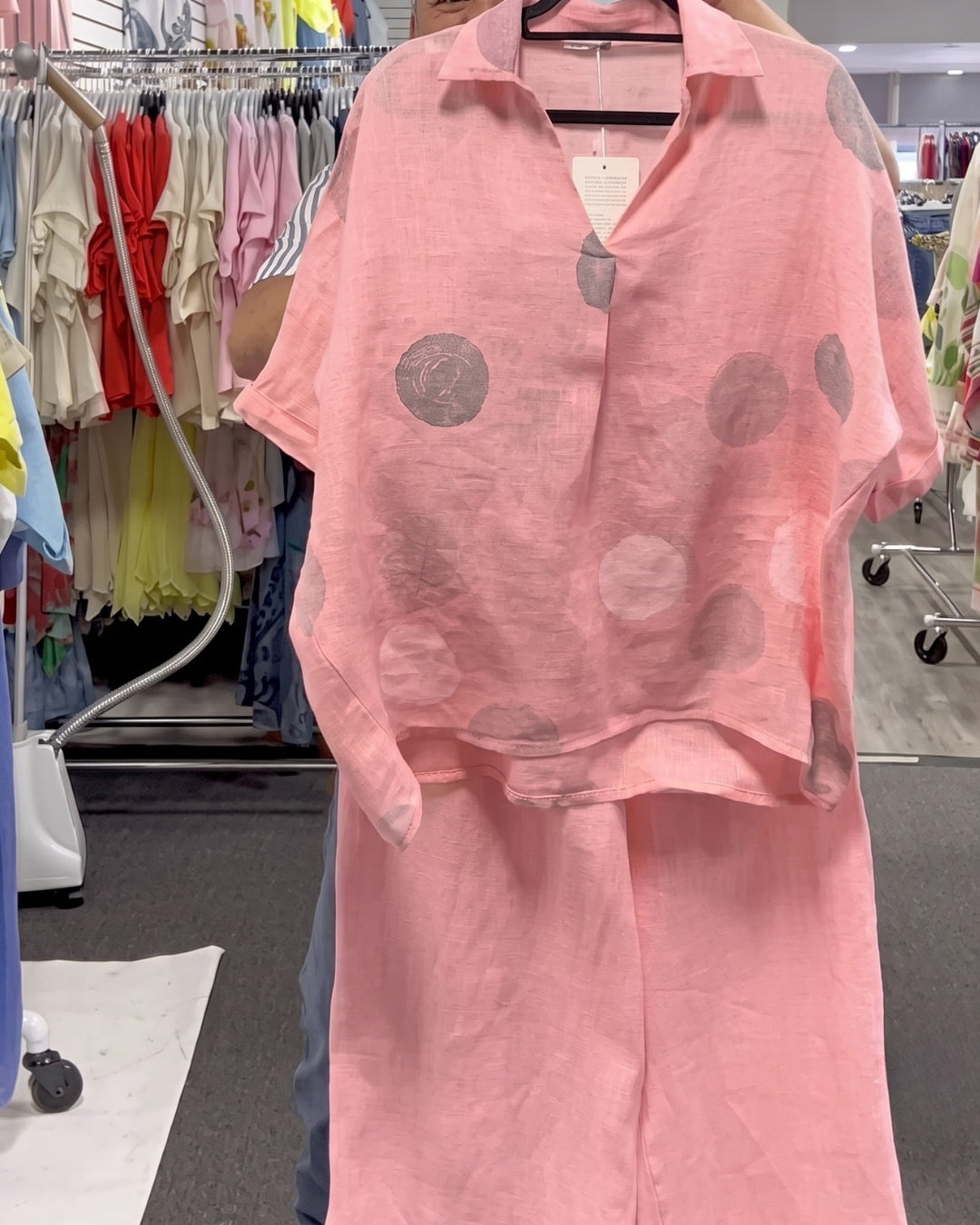 Evan - Pink Artistic Printed Summer Linen Co-Ord Set