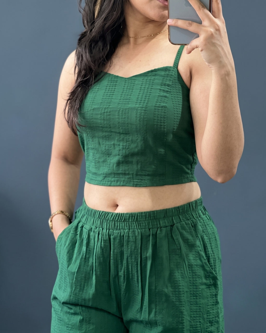 Orlina - Green Premium Textured Three Piece Co-Ord Set