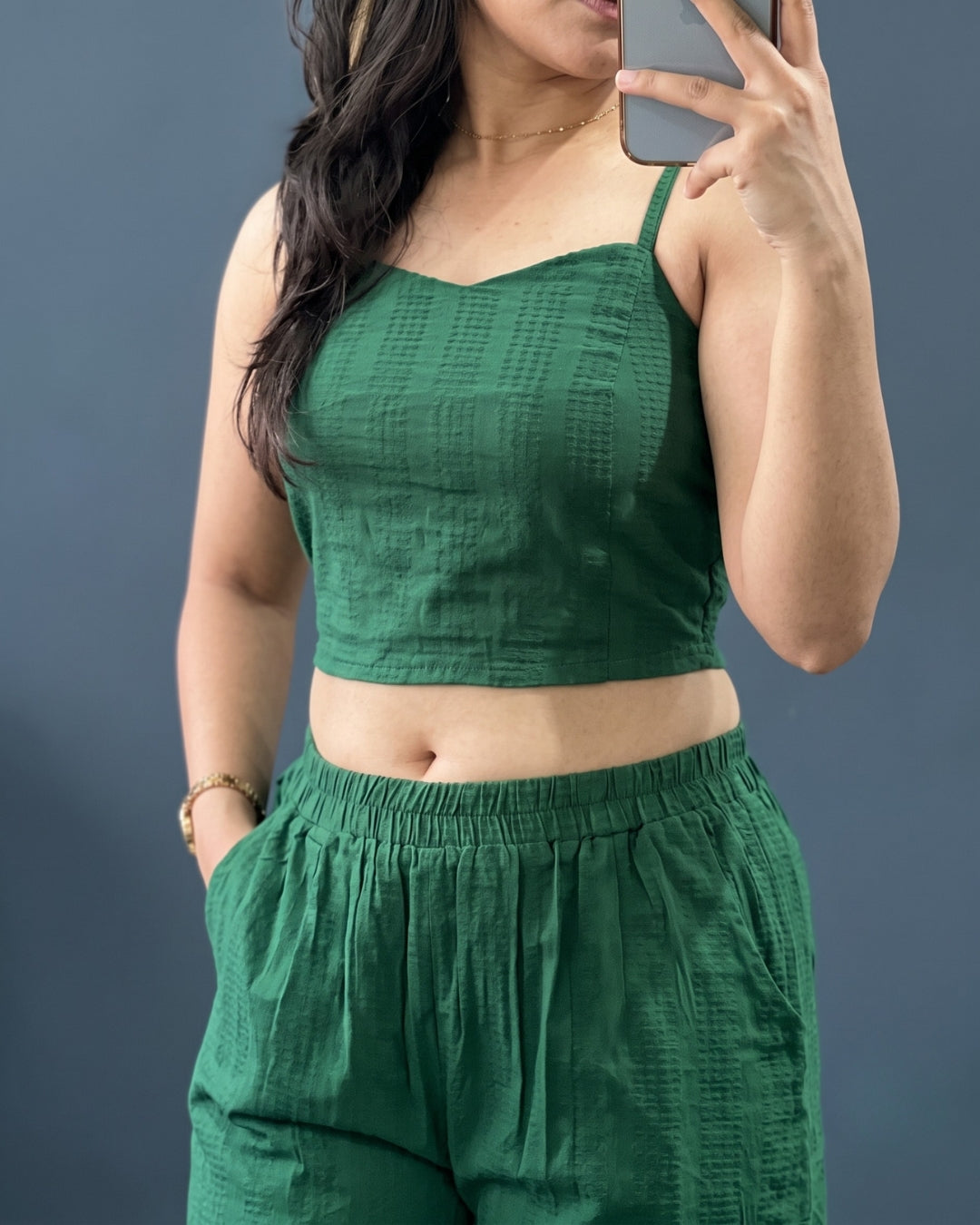 Orlina - Green Premium Textured Three Piece Co-Ord Set