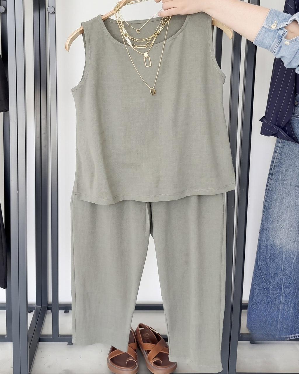 Kriva - Premium Linen Blend Sleeveless Co-Ord Set