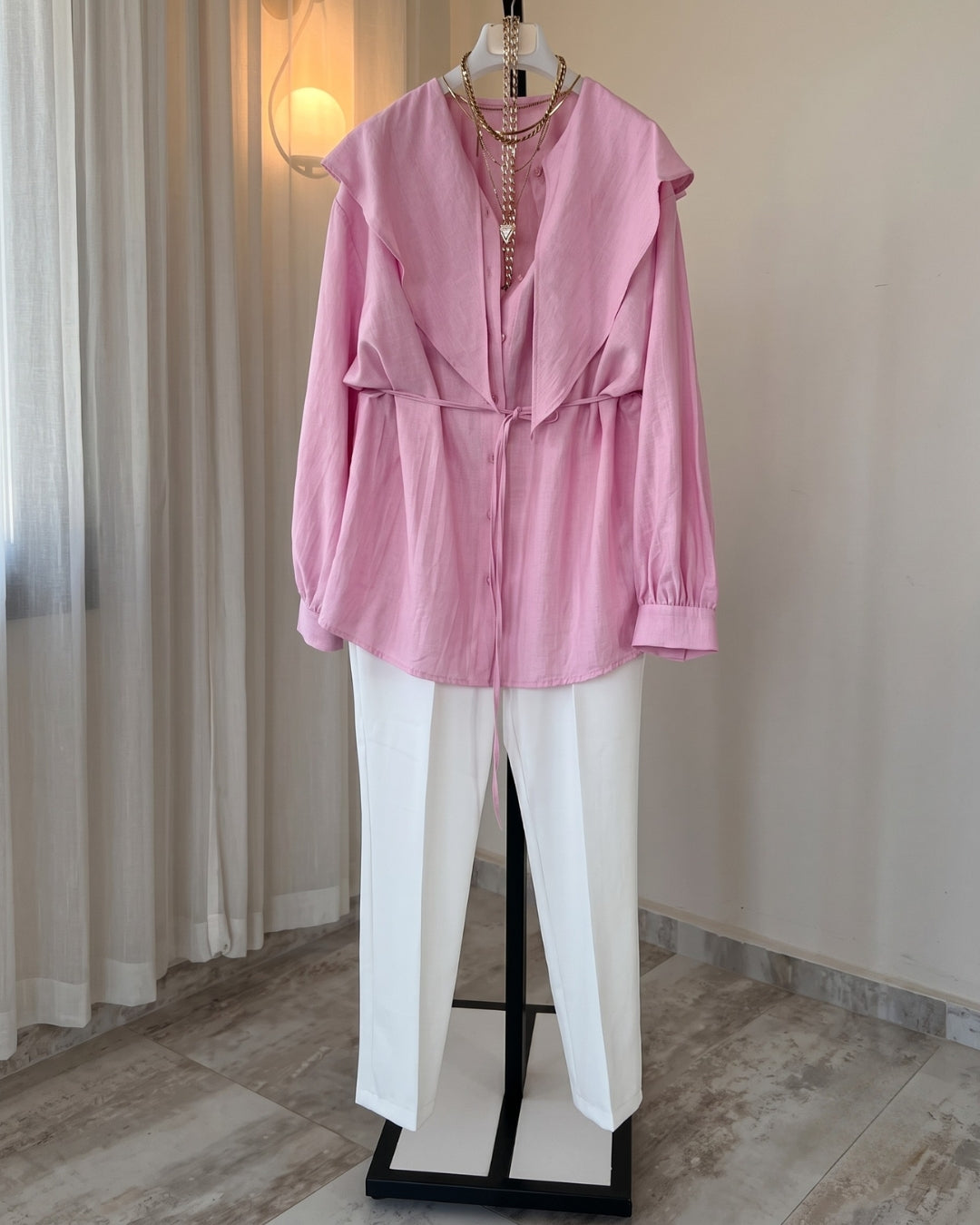 Tina - Luxe Pink Ruffle Office Wear Co-Ord Set