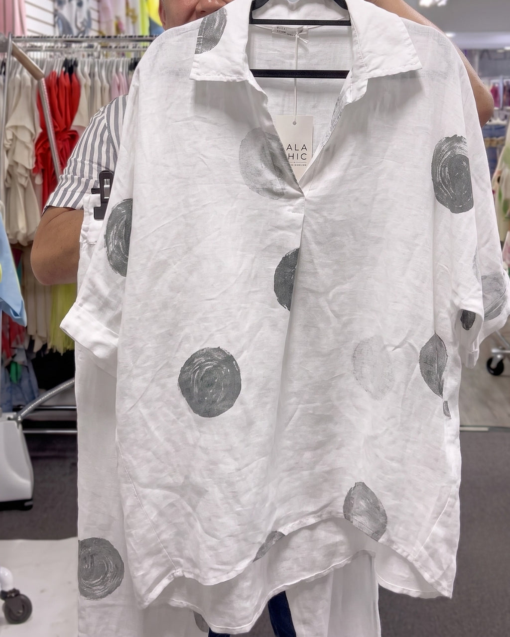 Evan - White Artistic Printed Summer Linen Co-Ord Set