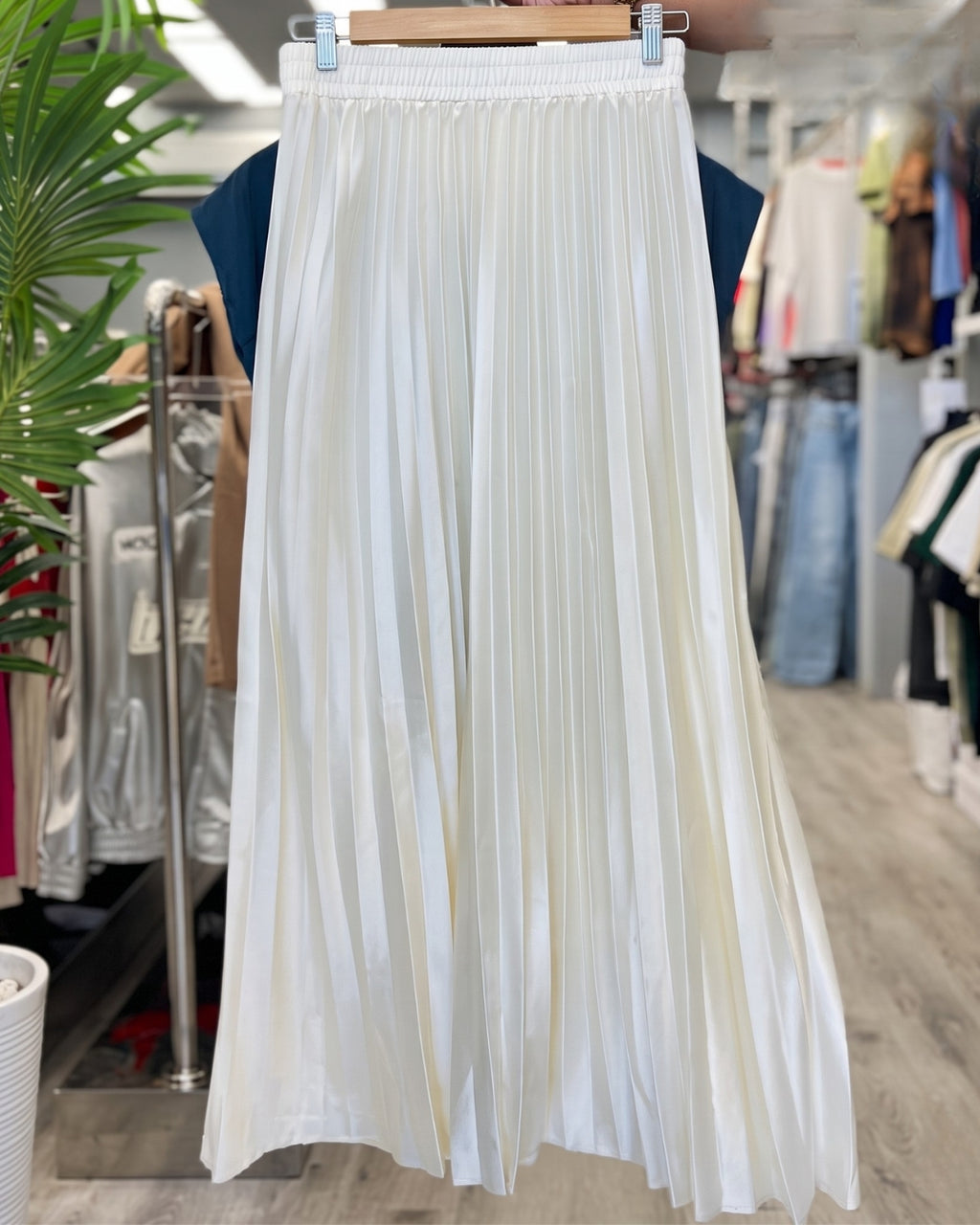 Zeya - Teal Draped Top Ivory Pleated Skirt Co-ord