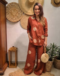 Vani - Brown Casual Linen Palazzo Co-Ord Set