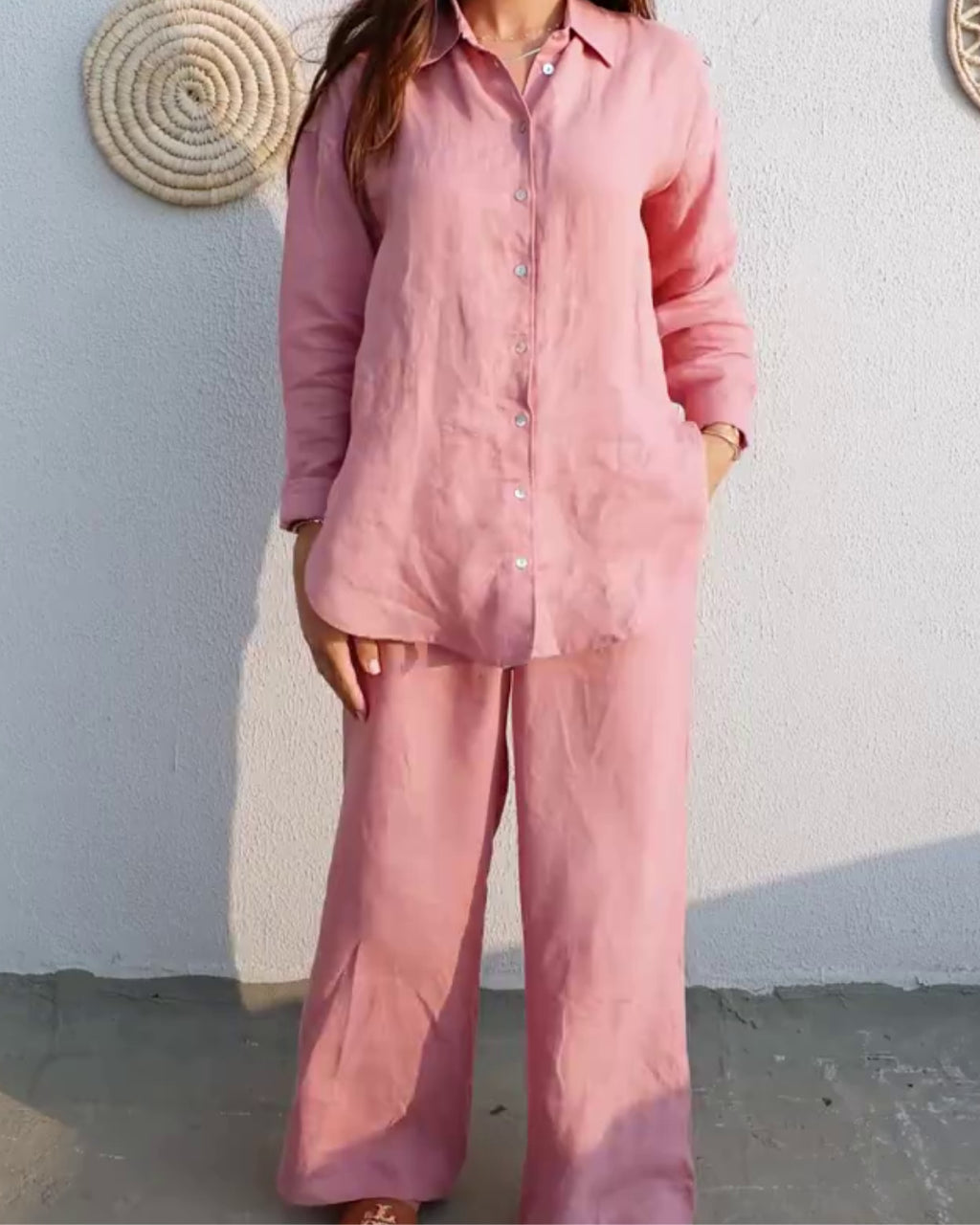 Shreeva - Pink Relaxed Shirt Pants Co-ord Set