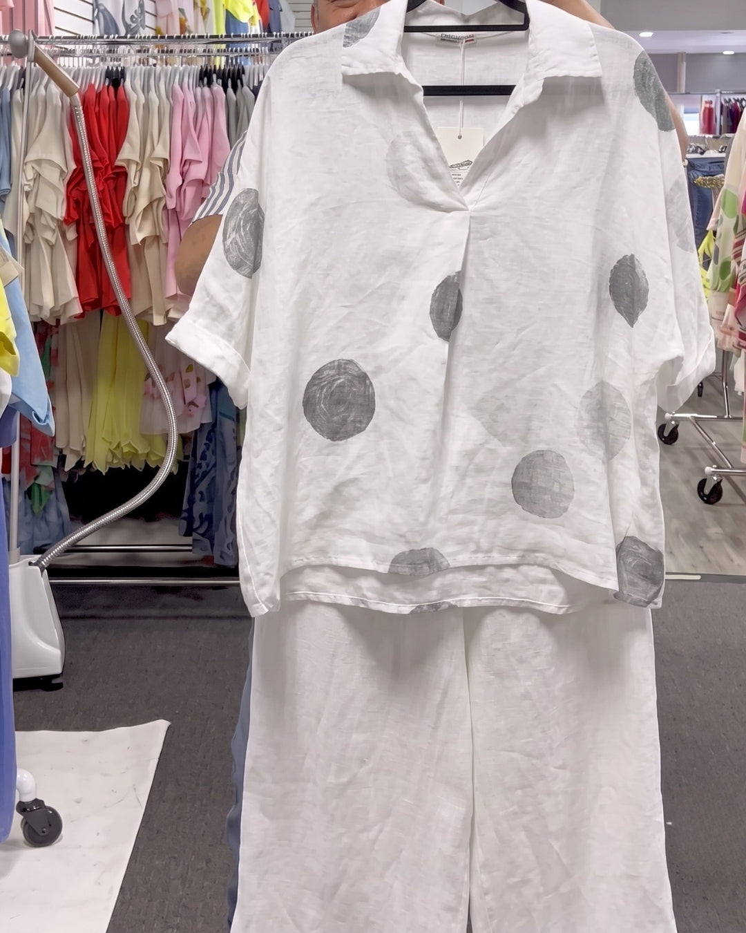 Evan - White Artistic Printed Summer Linen Co-Ord Set