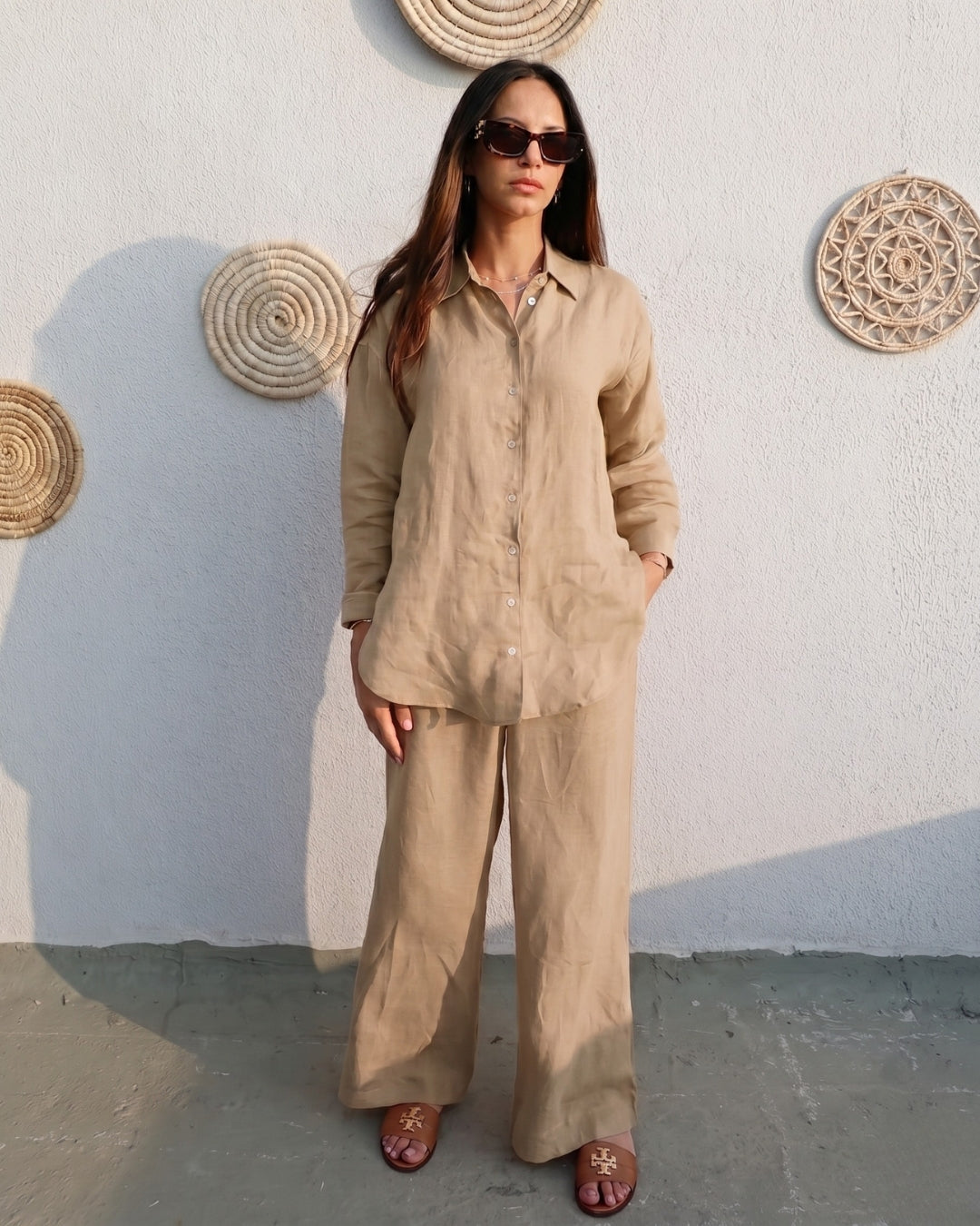 Shreeva - Cream Relaxed Shirt Pants Co-ord Set