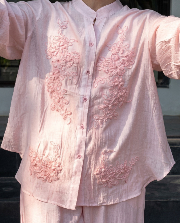 Shreya - Pink Floral Embroidered Co-ord Set