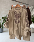 Esha - Cream Floral Embroidered Shirt Pants Co-ord Set