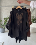 Esha - Black Floral Embroidered Shirt Pants Co-ord Set