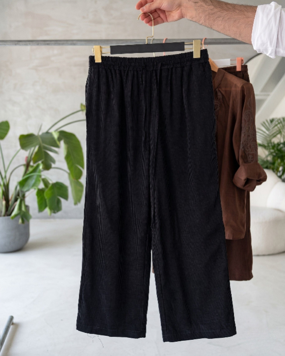Esha - Black Floral Embroidered Shirt Pants Co-ord Set