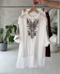 Esha - White Floral Embroidered Shirt Pants Co-ord Set